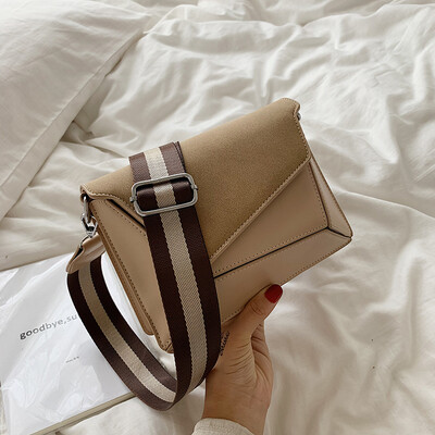 

Summer ins leisure small bag foreign style wide shoulder strap stitching small square bag 2019 new womens bag shoulder Messenger