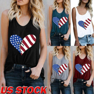 

New Women Blouse Ladies print vest top Casual Tank Blouse Sleeveless T-shirt US