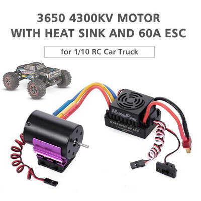 

HobbyFans 3650 4300KV Brushless Motor with Heat Sink&60A ESC with BEC Waterproof for 110 RC Car Truck