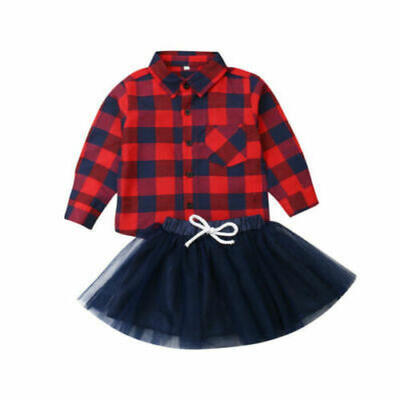

Christmas Baby Girls Long Sleeve Tops T-shirtDress 2Pcs Outfits Set US