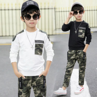 

UK STOCK Kids Baby Boy Sweatshirt Clothes T-shirt Top Camo Leggings Outfits Sets
