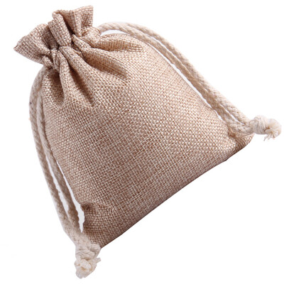 

Linen Draw String Jewelry Tea Storage Bag Candy Holder Solid Color Pattern Pocket Pounches