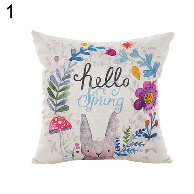 

Lovely Rabbit Linen Throw Pillow Case Sofa Bed Cushion Cover Easter Home Decor