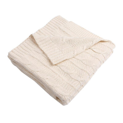 

Home Decorative Cozy Cotton Knitted Blanket Pure Color Soft Comfortable Sofa Travel Picnic Blanket