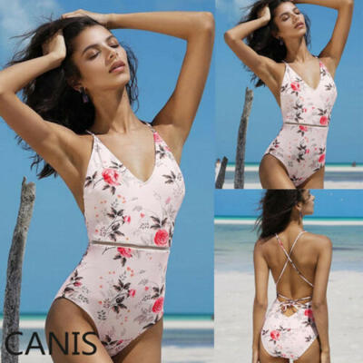 

US Stock Women One Piece Swimsuit Monokini Floral Swimwear Push Up Padded Bikini