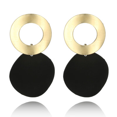 

EK801 Unique Elegant Round Metal Earrings for Women New Geometric Alloy Statement Earrings Fashion Jewelry Gift 3 Colors