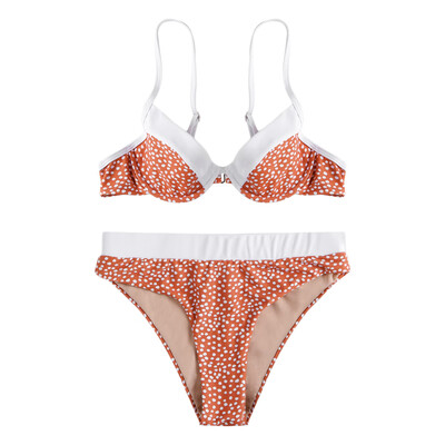 

Polka Dots Swimwear Women Bikini Push Up Underwire Swimsuit Bathing Suit