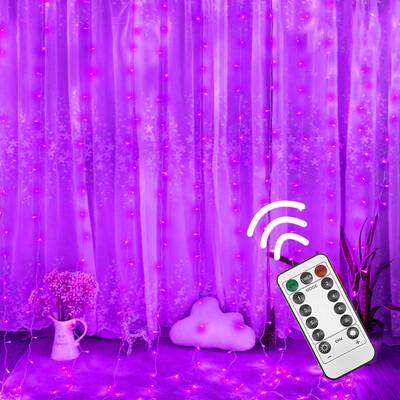 

Siaonvr Curtain Stripe Lights 300LED 8 Modes Remote Control Fairy String Lights Decora