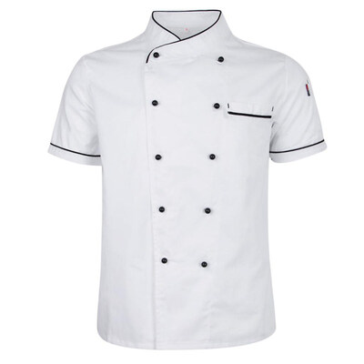 

Double Breasted Short Sleeve Chef Costume Restaurant Hotel Kitchen Overalls Coat