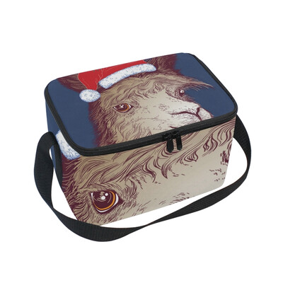 

ALAZA Lunch Box Insulated Lunch Bag Large Cooler Cheerful Alpaca Tote Bag