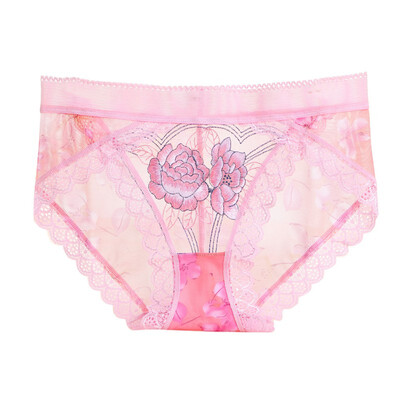 

Women Seamless Panties Underwear Embroidered Lace Briefs For Female Transparent Mesh Mid-Rise Sexy Panties Summer New Hot Sale