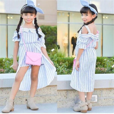 

Toddler Kids Baby Girl Stripe Dress Romper Jumpsuit Playsuit Outfit Clothes Set