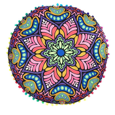 

Kozart 43 43 CM Round Indian Mandala Floor Round Bohemian Pillows Case Color Pillow Cover Textile Pillow Slip