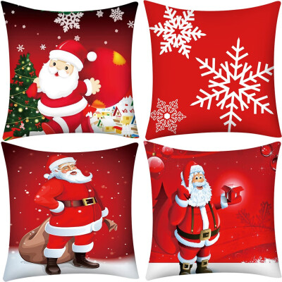 

Tailored Merry Christmas Print Pillow Case Polyester Sofa Car Cushion Cover Home Decor