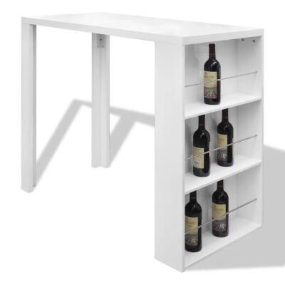 

Bar Table MDF with Wine Rack High Gloss White