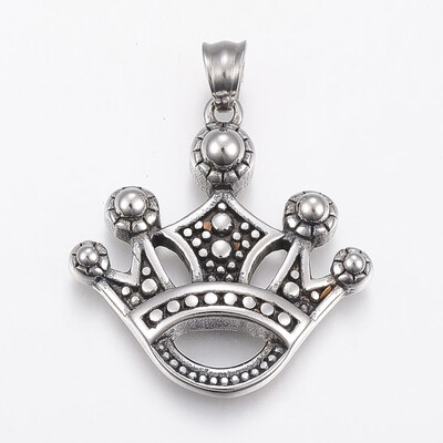 

304 Stainless Steel Pendants Crown Antique Silver 315x30x6mm Hole 6mm