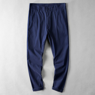 

Gobestart Mens Casual Cotton Breathable Loose Long Pants Solid Color Straight Trousers