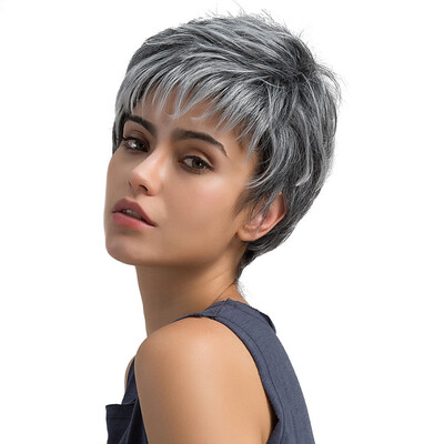 

Tailored Natural Light Gray Straight Short Hair Wigs Short Womens Fashion Wig New