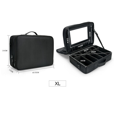 

Cosmetic Case Organizer Waterproof Large Capacity Makeup Storage Bags Travel Beauty Artist Brush Box with Shoulder Belt