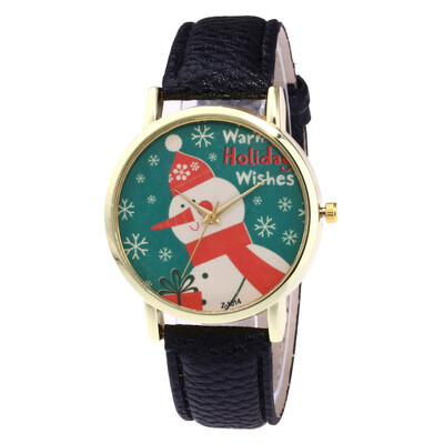 

Snow Christmas Gift Unisex Watches 2018 Hot Design PU Leather Analog Quartz Watch 6Colors Wristwatch Mens Watches Women Clock