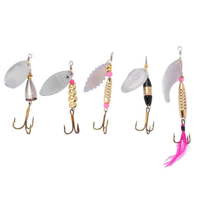 

Greensen 5PCS Metal Spinner Baits Lightweight Pattern Fishing Sequins Durable Hard Lures