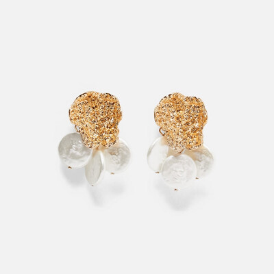 

Fashion round Pearl Flower stud Earrings For Women Geometric Dangle Statement Earrings boho ZA Jewelry Wedding Party Girl