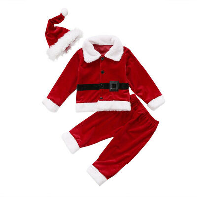 

3PCS Baby Christmas Costume Santa Claus Fancy Dress Cosplay Outfits Set
