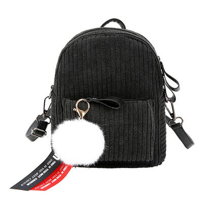 

Korean Women Mini Backpacks Stripes Corduroy Pack School Small Shoulder Bag