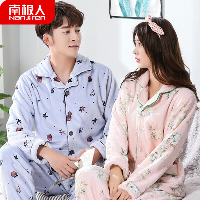 

Antarctic pajamas men winter flannel lovers pajamas women winter warm coral velvet thickening autumn mens home service winter suit NAS5X21011-24 male blue starfish