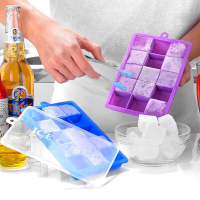 

Ice Cube Trays Silicone Ice Trays with Lids Easy Release Ice Trays Set Make Large Ice Cube Flexible Ice Cube Mold with Ice Tongs