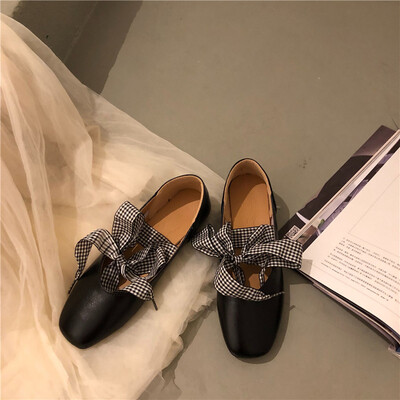 

Butterfly-knotted Single Shoe Female Summer Style Korean Version Baitie Softsole Flat-soled Mary Jean Fairy Evening Shoe Female