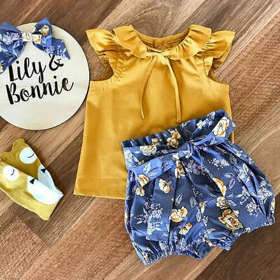

US Newborn Kids Baby Girl Floral Tops T-shirt Shorts Summer Outfit Clothes 0-24M