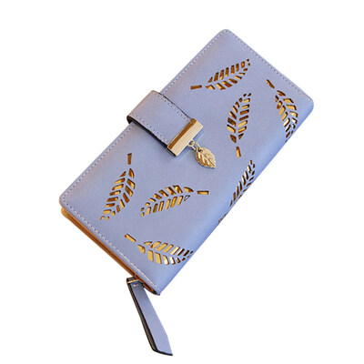 

Fashion Women Hollow Leaf Card Coin Purse Long Wallet Zipper Buckle Clutches Bag