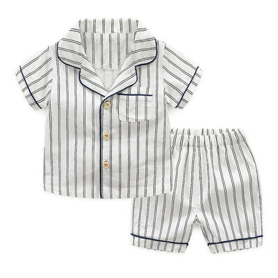 

Summer Boys Stripe Pyjamas Kids Toddler Baby Children Pjs Sleepwear Nightwear WHITEBLUE