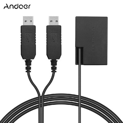 

Andoer Dual USB Power Adpater DC Coupler Replacement DR-E17 Dummy Battery Pack for Canon 77D 200D 750D 760D 800D Cameras