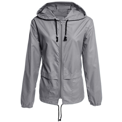

Toponeto Women Solid Rain Jacket Outdoor Plus Size Waterproof Hooded Windproof Loose Coat
