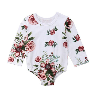

Neborn Girl Romper Jumpsuit Flower Infant Toddler Baby Girl Romper Vintage Long Sleeve Spring Autumn Baby Girl Clothing