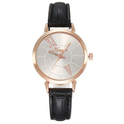 

Luxury Womens Watches Leather Strap Fashion Ladies Clock Scale Rose Gold Disc Quartz Wristwatch Relogio Feminino