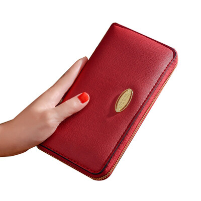 

Solid Color Faux Leather Long Purse Women Zipper Clutch Phone Holder Wallet