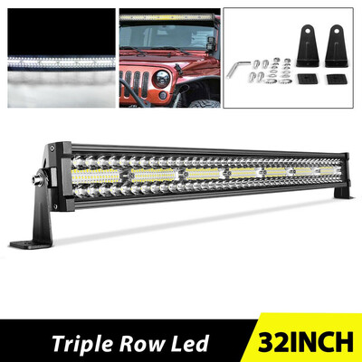 

32 inch 585W LED Light Bar Tri Row Flood Spot Combo Truck Driving Offroad PK 32"