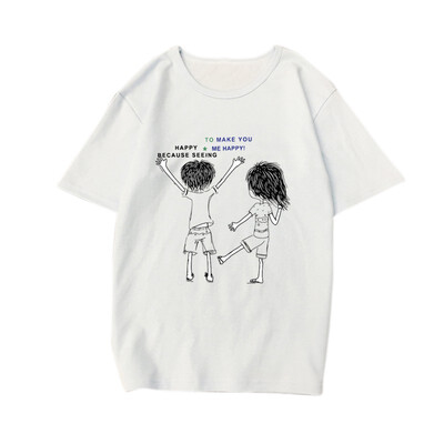 

Kawaii Cute illustration Printed T Shirt Women Summer Figure Short Sleeve Tshirts Harajuku White T-Shirt Girl Casual Cotton Tops