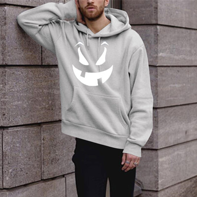 

Toponeto Mens Fashion Winter Solid Printed Long-sleeved Hooded SweatShirt Halloween Tops