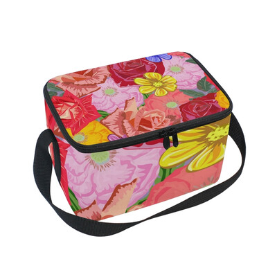 

ALAZA Lunch Box Insulated Lunch Bag Large Cooler Tote Bag Cute Colorful Garden Flowers for Men Women Girls Boys
