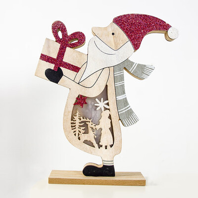 

New Christmas Decorations Painted Christmas Elk Lamp Board Wooden Santa Claus Snowman