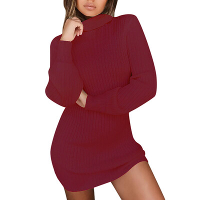 

〖Follure〗Womens Casual Long Sleeve Jumper Turtleneck Sweaters Dress