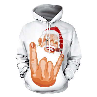 

Sweater lady holiday simple autumn warm long sleeves cute Christmas print plus velvet velvet hooded multi-color style optional
