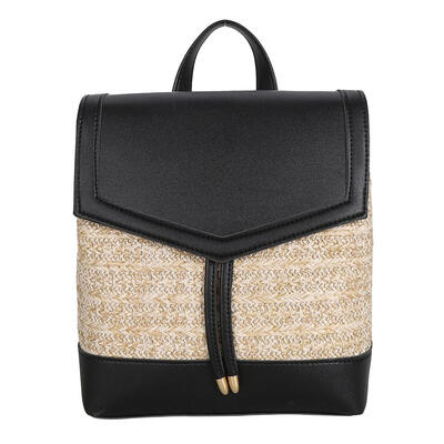 

Women Summer Fashion PU Backpack Handbag Drawstring Rattan Small Bag