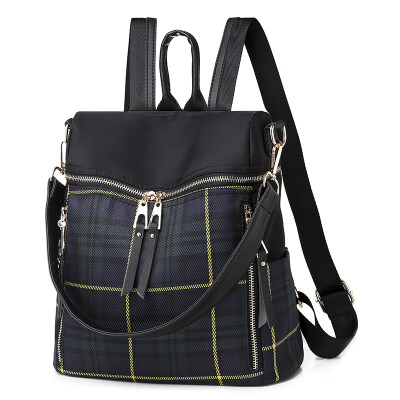 

Plaid backpack female fashion retro plaid hit color large capacity shoulder bag casual backpack handbags