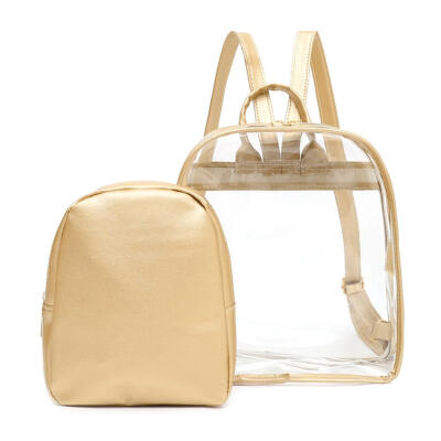 

2pcs Women Transparent PVC Backpack Casual Girls Travel Jelly Shoulder Bags