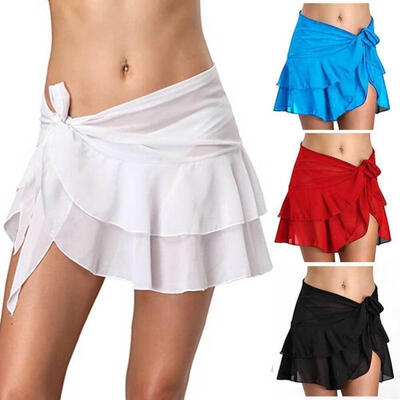 

Womes Beach Bikini Cover up Swim Skirt Short Wrap Sarong Beachwear Cover Dress